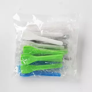 พร้อมส่ง! ช้อนขนมพลาสติกญี่ปุ่นยาว 9.5 ซม.ห่อฟิล์ม OPP แบบแพ๊คเดี่ยว สีดำ, สีแดง ,สีใส จำนวน 100 ชิ้น