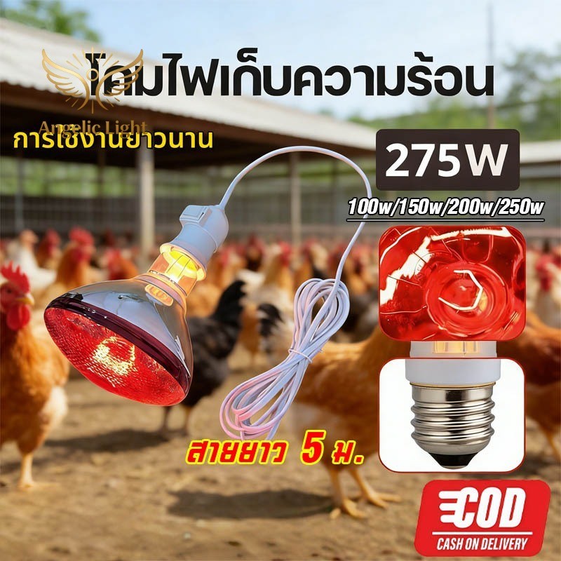 ส่งจากไทย! หลอดอินฟาเรด เกรดพรีเมียม 100W-275W ขั้ว E27 ทนความร้อนสูง ไฟกกหมู/สัตว์ปีก ป้องกันระเบิด ประหยัดไฟ คุ้มค