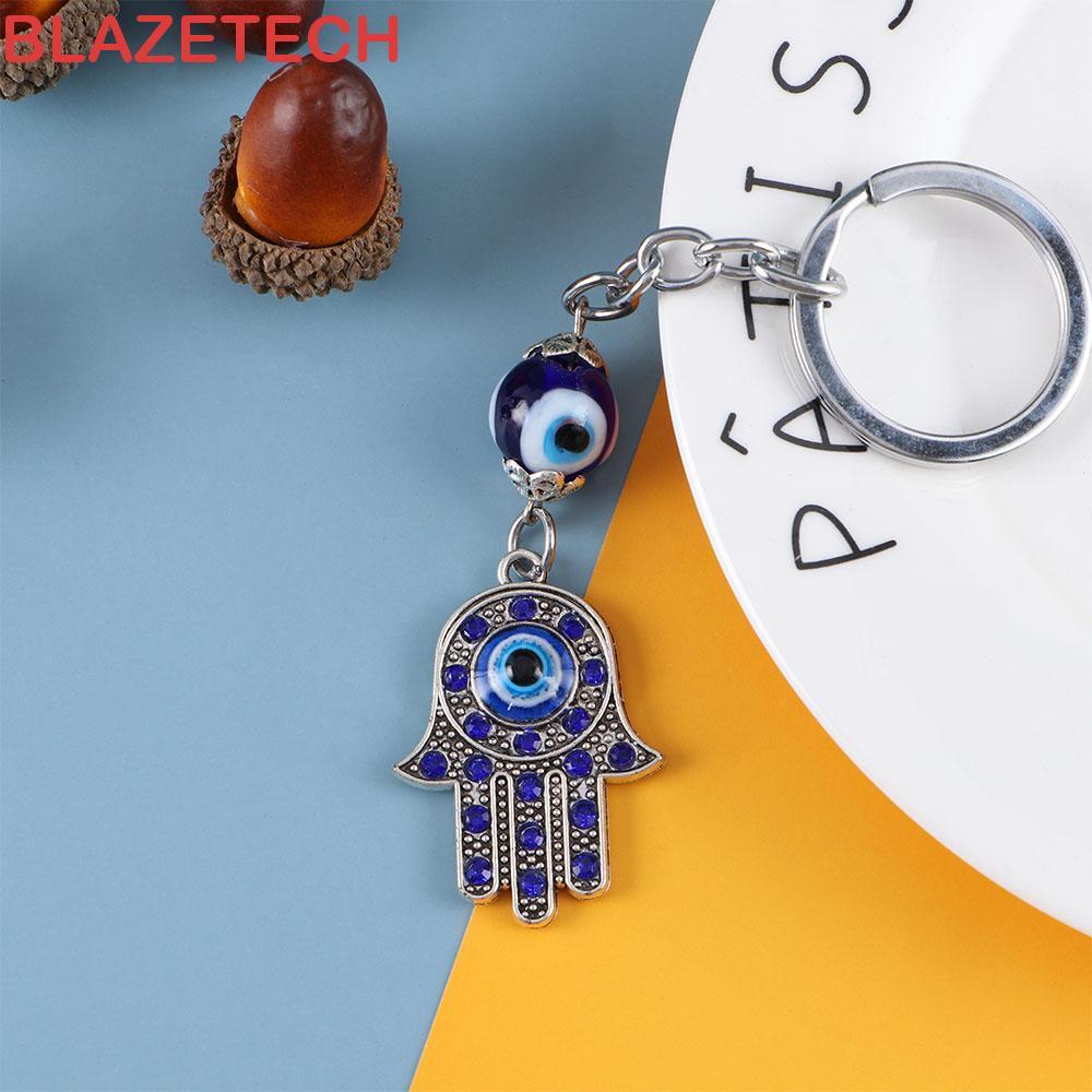 BLAZETECH Hamsa พวงกุญแจเครื่องประดับ Amulet Blue พวงกุญแจรถจี้ Key Holder Evil Eye