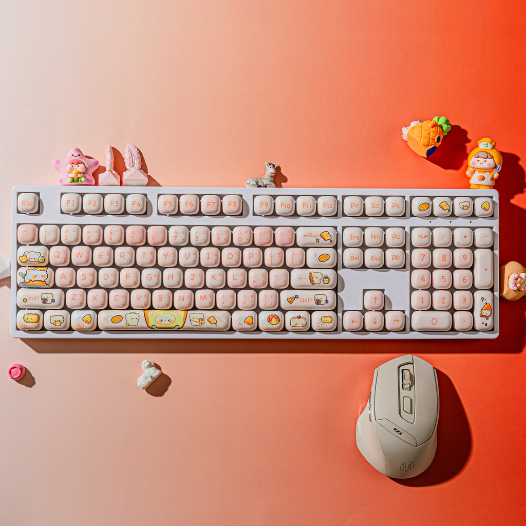 Mathew Tech KC108 คีย์บอร์ดไร้สายไทย 100% เค้าโครงสามโหมดการเชื่อมต่อบลูทูธแบบมีสาย 2.4G 108 คีย์ RGB Light MOG Keycaps