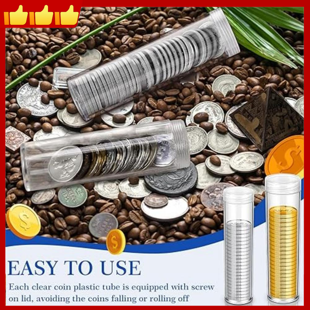 Secure Coin Collection Supplies High-Grade Clear Coin Storage Tube พลาสติกเรียบสําหรับองค์กร Home Co