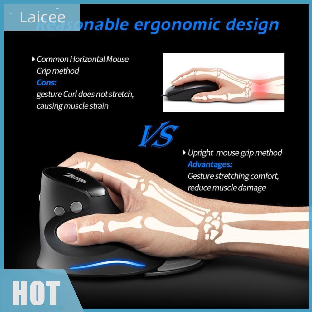ZELOTES Gaming Mouse Upright Optical Mouse เกมไร้สาย LED เมาส์ 2400 DPI