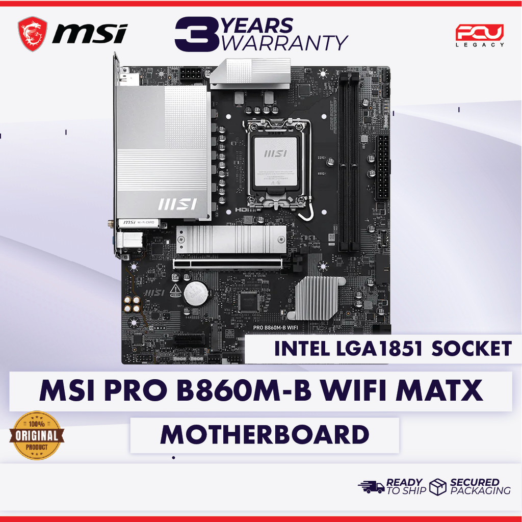 MSI PRO B860M-B WIFI MATX LGA1851 MOTHERBOARD