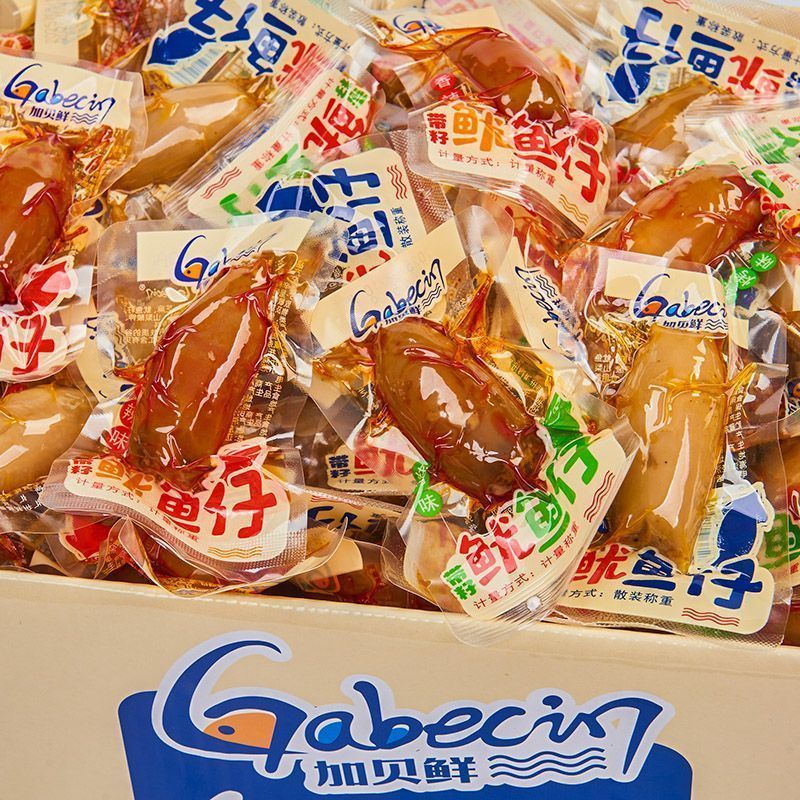 加贝鲜带籽鱿鱼仔香辣烧烤即食海鲜墨鱼类熟食休闲解馋小零食整箱4.17Gabe Fresh Spicy Grilled Squid with Roe, Ready-to-Eat Seafood, Squ