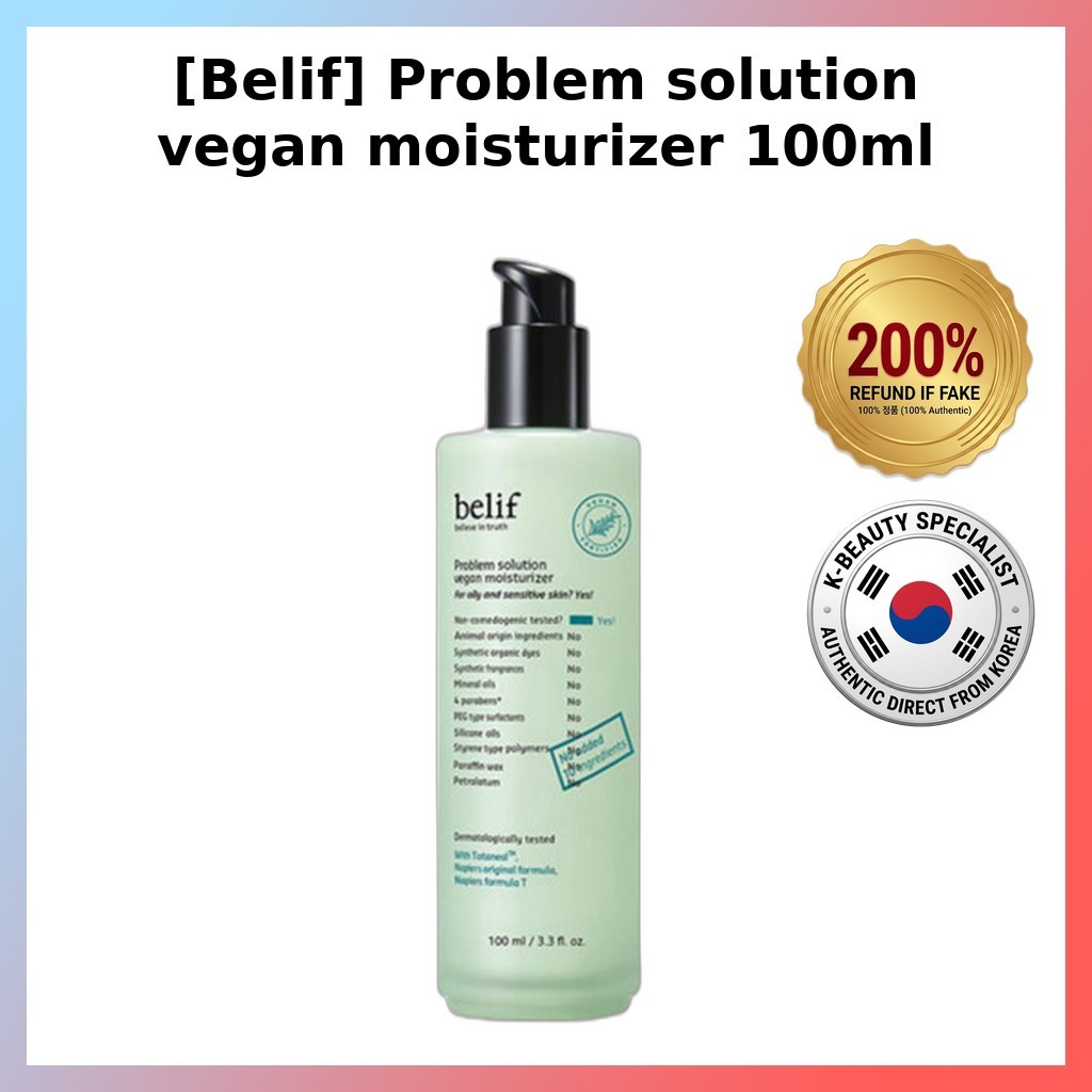 [Belif] Problem solution Vegan Moisturizer 100ml / Korean Moisturizer / สูตรมังสวิรัติ / ของแท้ 100%