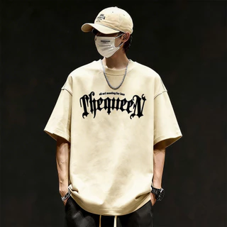Basi💥เสื้อแฟชั่น เสื้อยืด oversize ผ้าฝ้าย100% แนวสตรีท ไม่ต้องรีดผ้า สวมใส่สบาย ผ้านิ่ม ลาย "ThequeeN”