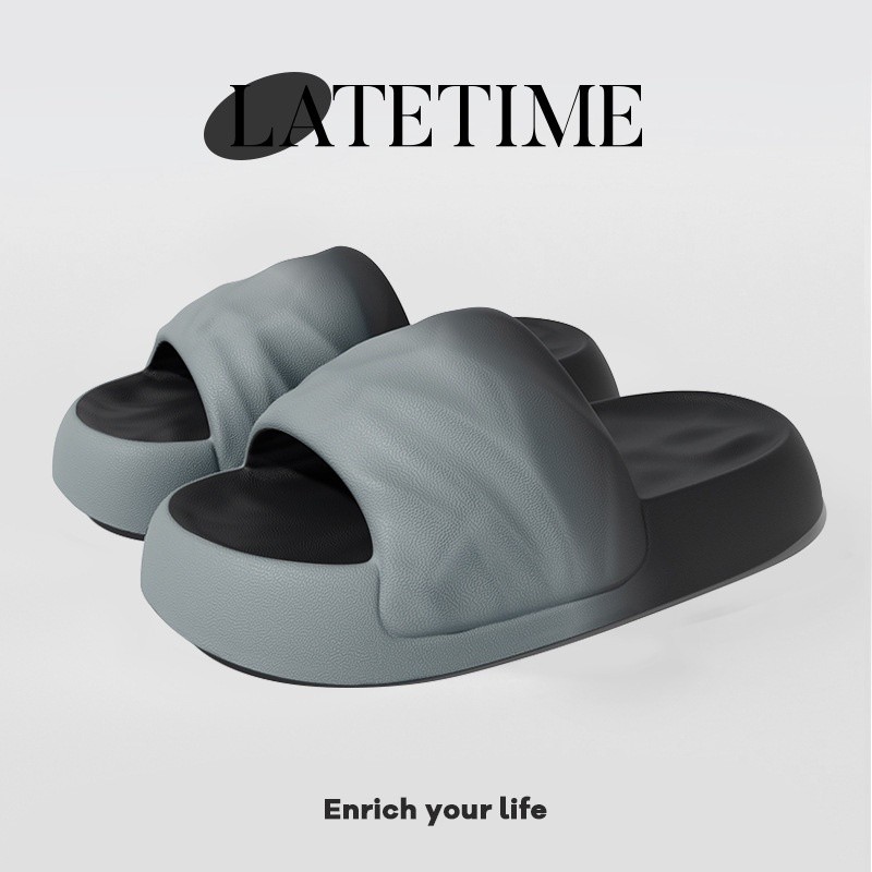 รองเท้าแตะเรขาคณิตไล่ระดับสีสำหรับทั้งผู้ชายและผู้หญิง หนาและนุ่ม มีระบบป้องกันลื่น เหมาะสำหรับกิจกรรมกลางแจ้ง