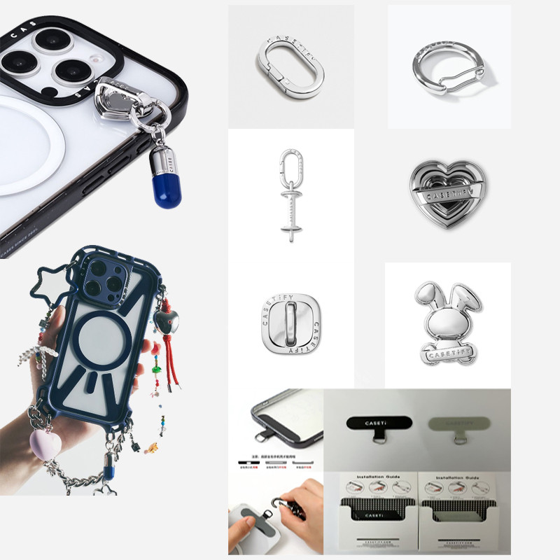 CASE Metal Heart Bunny Charm Hook Links All Phone backpack Wristlet Pendant Charm Cross body Strap สายรัดข้อมือเชือกเส้นเล็กคลิปปะเก็นอุปกรณ์เสริมอเนกประสงค์