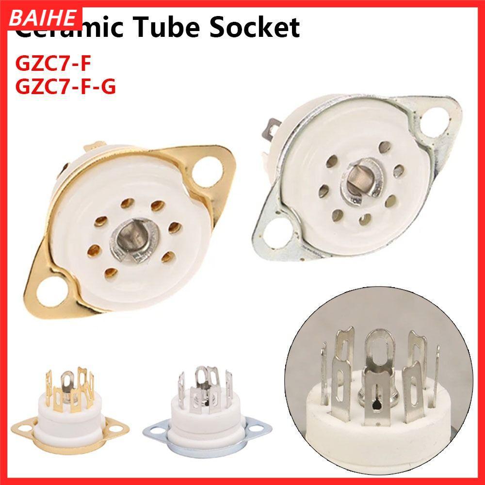 BAIHE 1 ชิ้นฐานวาล์ว, DIY Tin-Plated เซรามิคซ็อกเก็ต, 7Pin B7G PCB Mount GZC7-F GZC7-FG สําหรับ EAA9