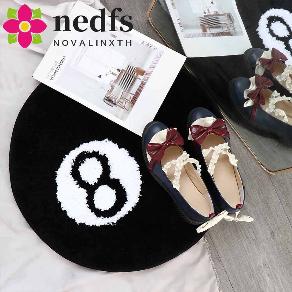NEDFS 8 Ball พรม, Plush Anti-slip 8 Ball พรม, Creative Skin Friendly สีดํานุ่ม 8 Ball Mat Hoom Decor