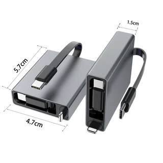 Fonken PD60W 4-in-1 สายชาร์จแบบพับเก็บได้ USB/Type C ถึง Type-C/iOS สายเคเบิลข้อมูลสําหรับโทรศัพท์