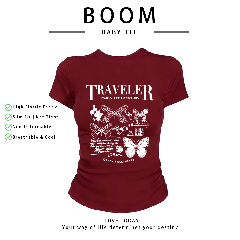 COD（จัดส่งภายใน 24 ชั่วโมง）เสื้อสาวอวบ เสื้อครอปท็อป แขนสั้น babytee สไตล์เกาหลี y2k T-shirt เสื้อผ้าใหม่ 2026 #017