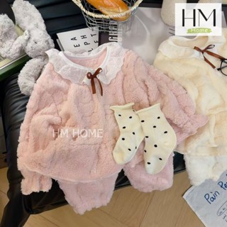 ชุดนอนเด็กผู้หญิง ชุดนอนขนมิ้ง สไตล์เจ้าหญิง ชุดนอนกันหนาว เ…