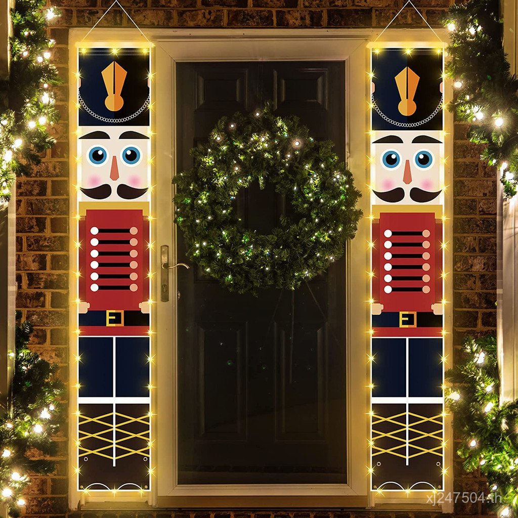 วอลนัทคู่คริสต์มาสโคลงแขวนธงคู่คลิปคริสต์มาส2025ประตูผ้าม่านตกแต่งทหาร YO4