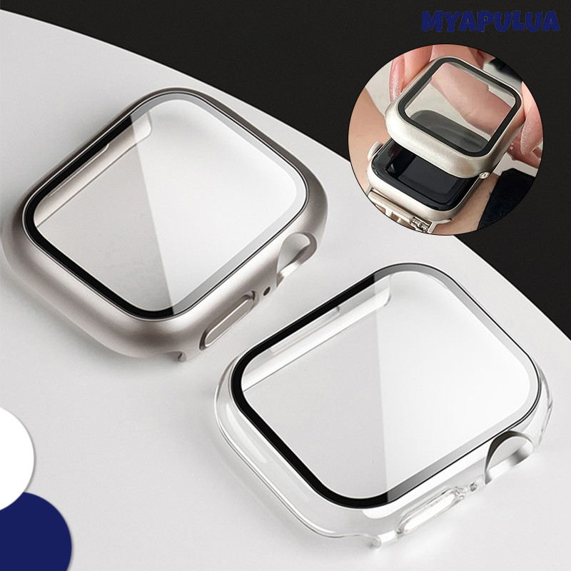 Temepred ฟิล์มแก้วครอบคลุมกรณีพีซี for Apple Watch 49มม IWatch Ultra 3 2 46 45 44 42มม Series 11 10 9 8 7 6 5 4 SE 3 2 1