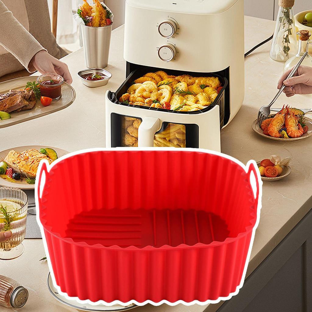 ซิลิโคนสแควร์ Air Fryer ตะกร้า Liners นํากลับมาใช้ใหม่อาหารปลอดภัย Air fryers เตาอบอุปกรณ์เสริมสําหร