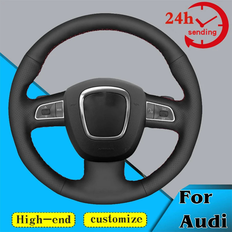 Custom Car Steering Wheel Braid Cover 100% Fit For Audi A3 8P Sportback A4 B8 Avant A5 8T A6 C6 A8 D