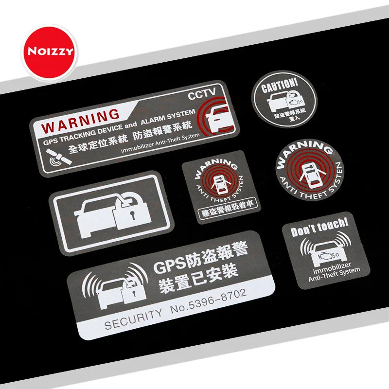 Noizzy Warning Anti Theft System Caution Car Window Sticker Vinyl Auto Decal Reflective GPS Tracking