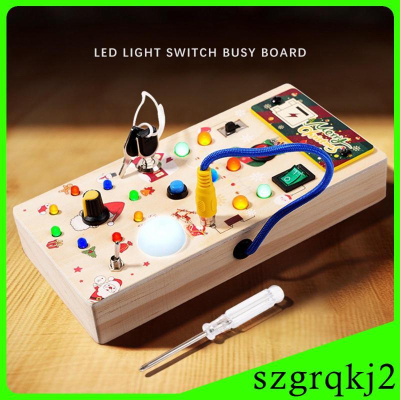 [Szgrqkj2] LED Busy Board Montessori Busy Board Fine Motor Skills Lights Switch Busy Board ของเล่นสํ