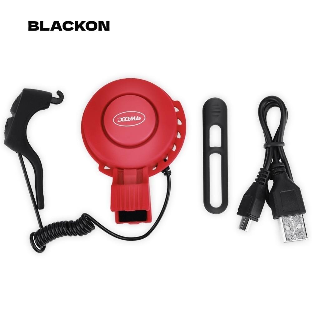 แตรจักรยาน BLACKON สัญญาณเสียง 4 โหมด ชาร์จ USB พร้อมแหวนกระดิ่ง กันน้ําและทนทาน เหมาะสำหรับใช้งานเป็นอุปกรณ์เสริมจักรยาน