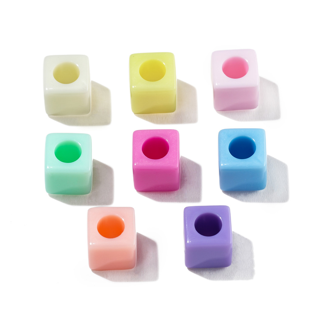 St.kunkka 50-100 ชิ้น 7มม ลูกปัดอะคริลิกทรงสี่เหลี่ยม (รูใหญ่) สีมาการอง ลูกปัดคั่น วัสดุ DIY สำหรับทำสร้อยคอและกำไล