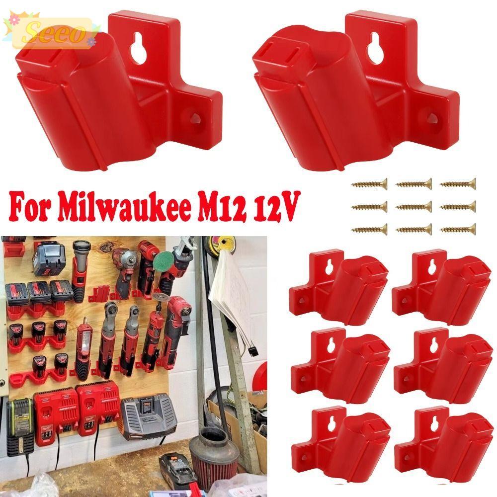 SEEO Power Tool Battery Holder, Tool Storage Rack ABS Battery Mount Holder, Durable Wall Mount Tool 
