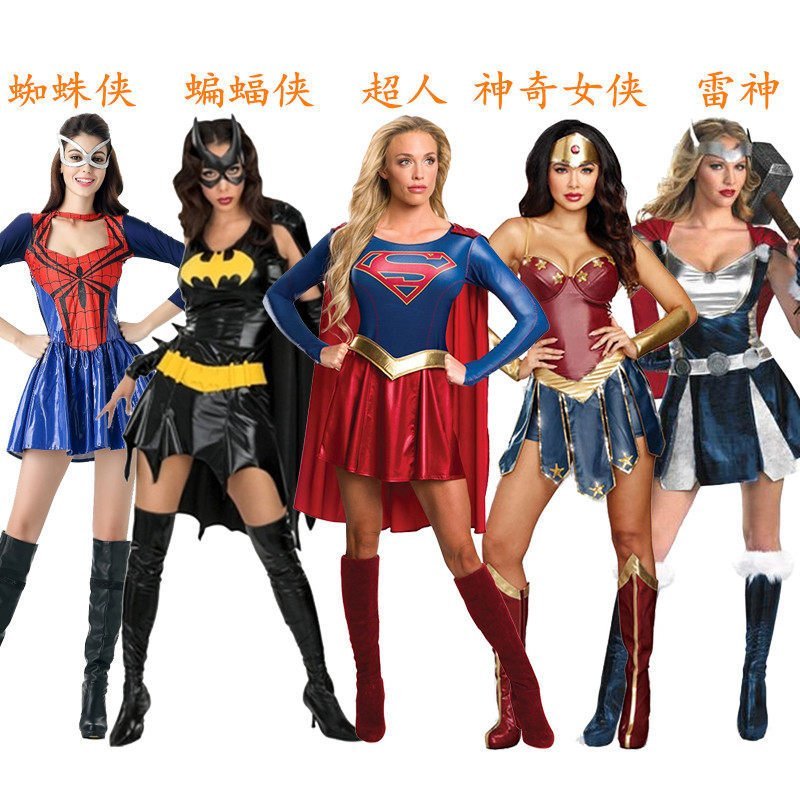 เสื้อผ้าเครื่องแต่งกายแบบcosplay Wonder Woman และ Spiderman สำหรับเด็ก พร้อมถุงน่อง เหมาะสำหรับฮัลโล