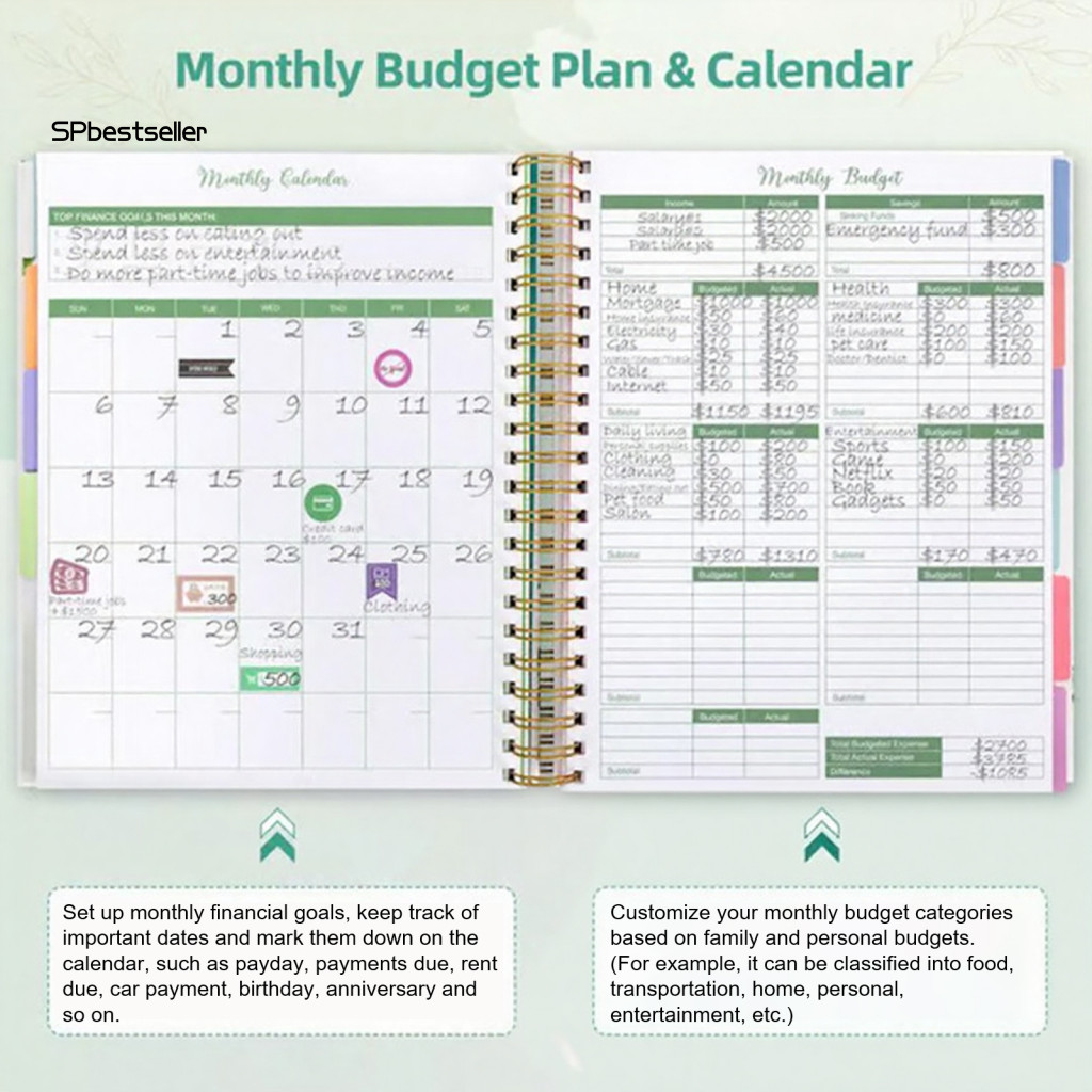 Sp Expense Tracker Notebook Budget Book Planner Bill Organizer Budget Planner สําหรับเอเชียตะวันออกเ