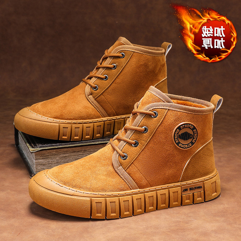 999 Plus Velvet Mens Thick-Soledรองเท้าอินเทรนด์รองเท้าผ้าใบกันลื่นที่อบอุ่น