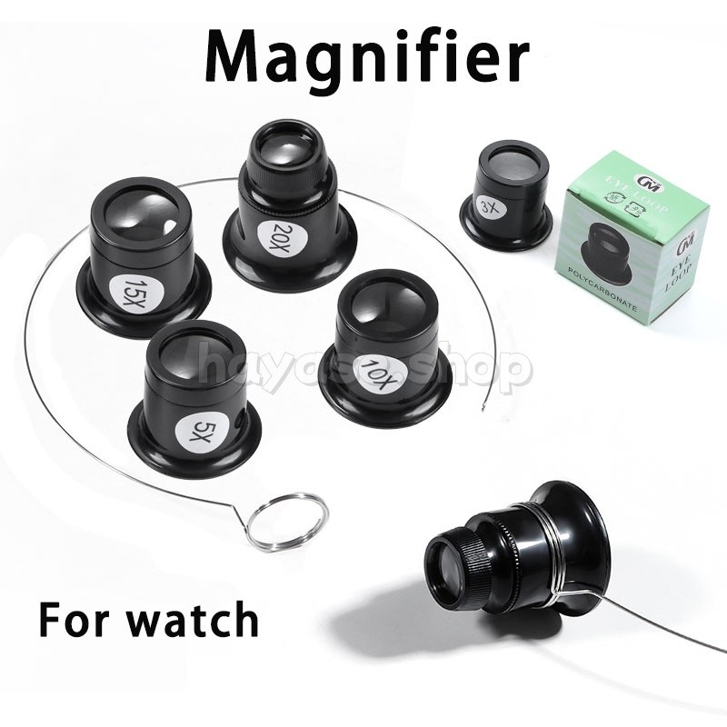 Universal 3X/5X/10X/15/20X แว่นขยาย + แหวนนาฬิกา Maker เครื่องมือซ่อมเครื่องมือ Loupe เครื่องมือ Monocular แว่นขยายสําหรับนาฬิกา