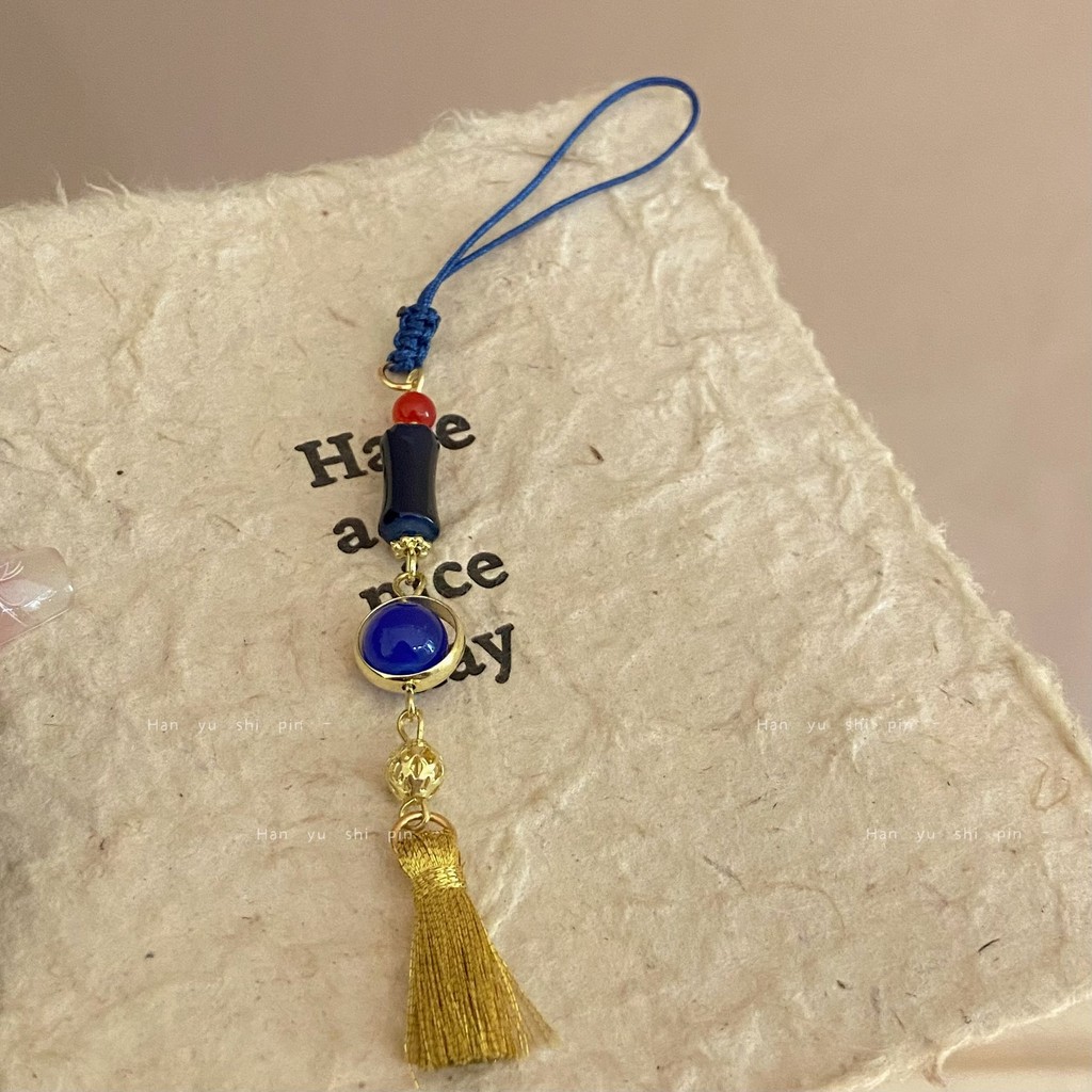 Thodity Dail ใหม่地 生พิมพ์手机挂件挂链时尚中式流挂饰Y2K配饰รหัส Fu Rongxin พระราชวังใต้ดินความประทับใจโทรศัพท์มือถือ