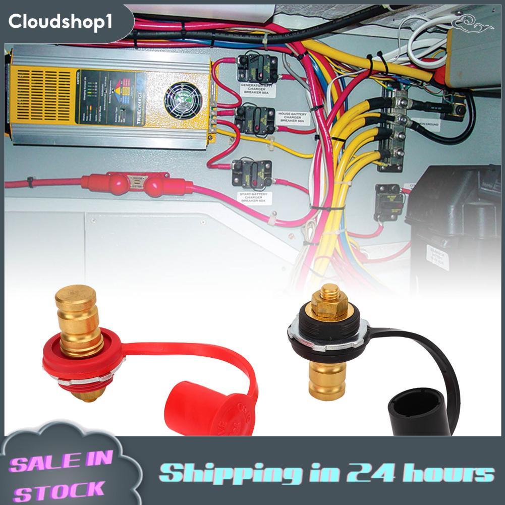 Cloudshop1 ALL76139 แบตเตอรี่โพสต์ Qiilu 1 คู่ 3/8 นิ้วสตั๊ดสีดำสีแดงรถทองเหลือง Remote Terminal สำห