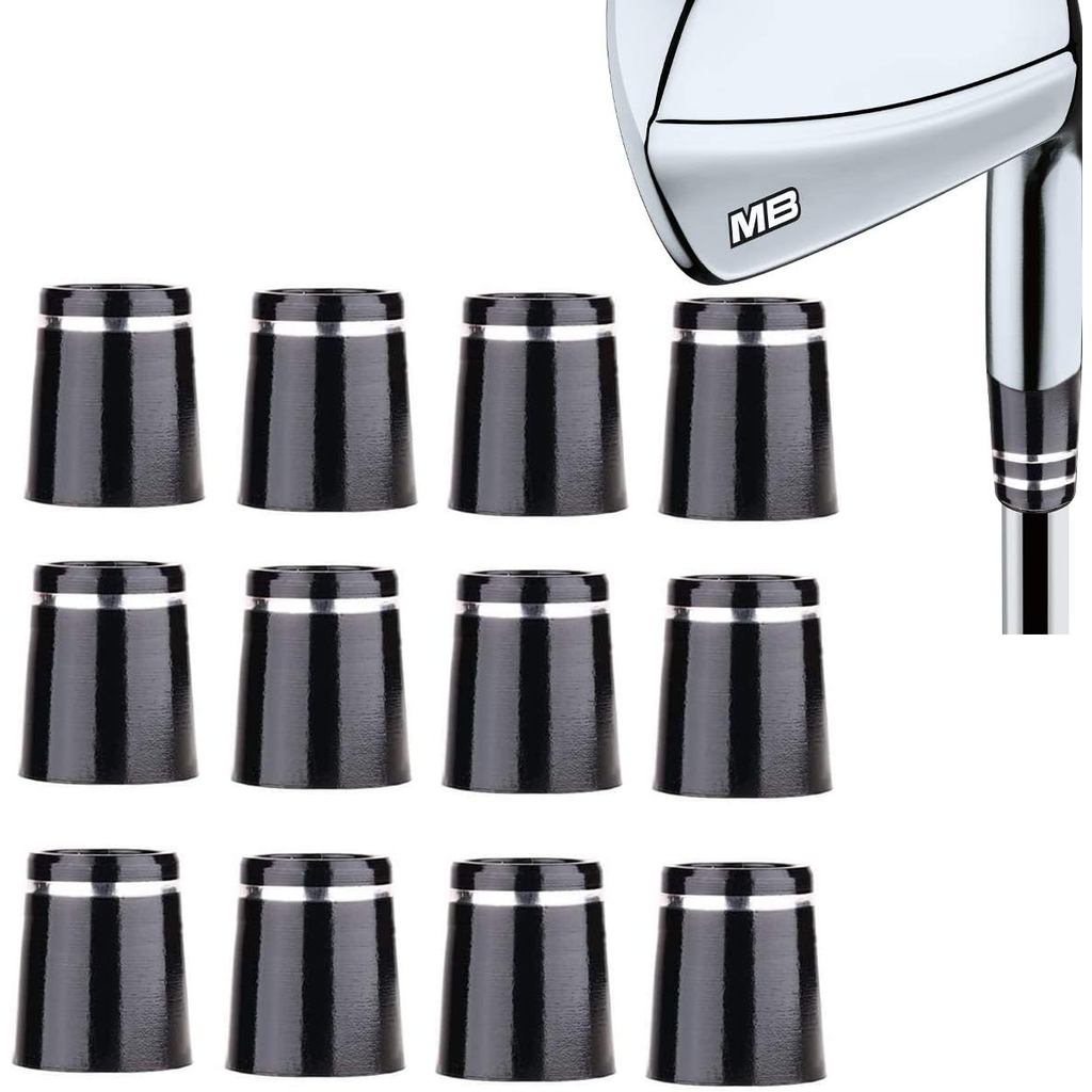 Golf Iron Ferrules .370 12 Pack Re-Shafft Golf Ferrule สําหรับ Taper Tip Iron Wedge สีดํา/Double Chr