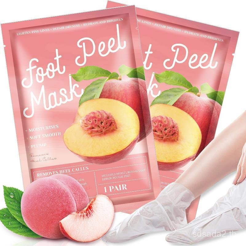 Nourishing Peach & Honey Foot Peel Mask, 2/4 Pairs Callus Remover Exfoliating Foot Mask, Feet Peelin
