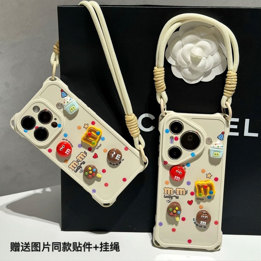 สนุก M Bean Lanyard เหมาะสําหรับ Apple 16pro เคสโทรศัพท์ iphone15max Xiaomi 14 Huawei mate70K80nova9