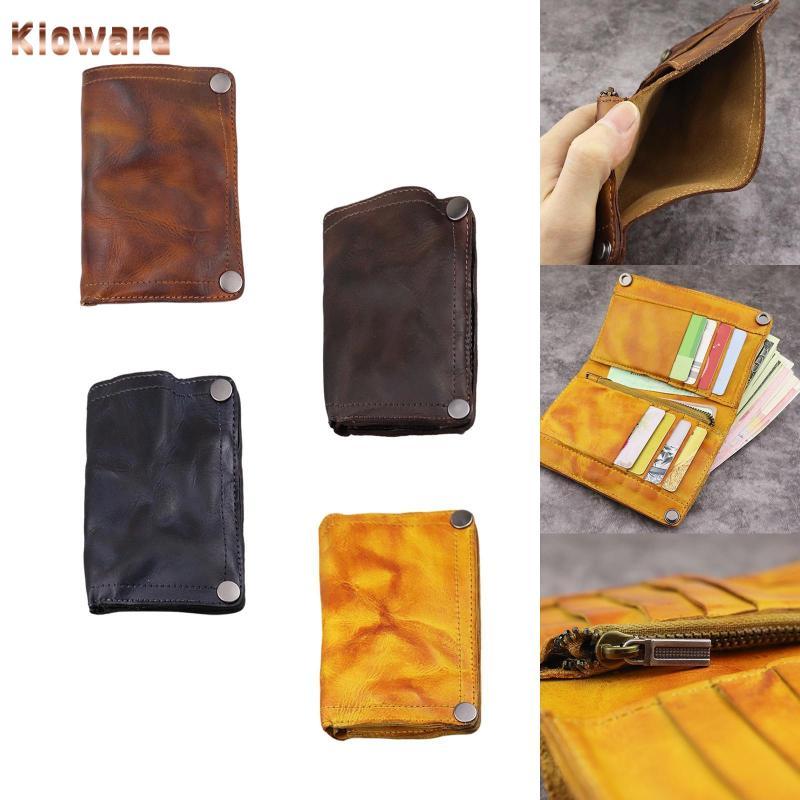 โคลแวร์ ผู้ชายกระเป๋าสตางค์หนังบางวินเทจพับกระเป๋าเงินที่มีซิปผู้ถือบัตรกระเป๋าสตางค์ของขวัญหรูหราสําหรับใช้ในชีวิตประจําวัน