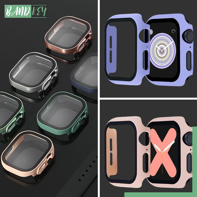 กระจกนิรภัย PC กรณีฝาครอบคลุมแข็ง for IWatch Ultra/SE 3 2 Apple Watch Series 11 10 9 8 7 6 5 49/46/45/44/42/41/40/38มม.
