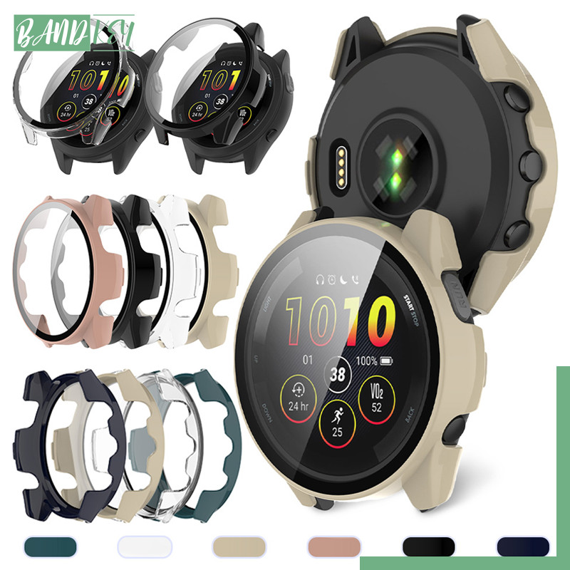 กระจกนิรภัยกรณีพีซีป้องกัน Gores ป้องกันหน้าจอฝากกรอบกันชนอุปกรณ์เสริม for Smartwatch Garmin Forerunner 165/165 Music