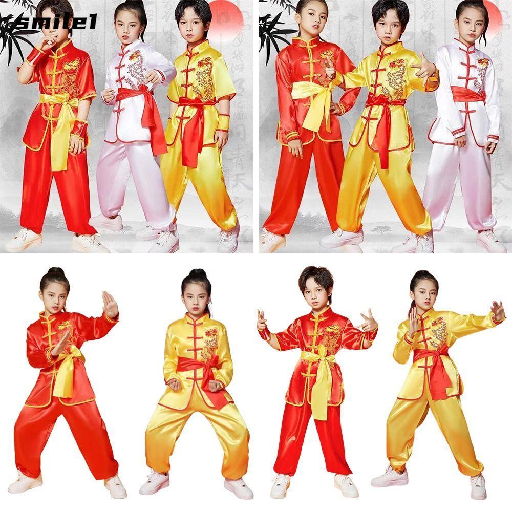 SMILE Wushu เครื่องแต่งกาย,แขนยาวแบบดั้งเดิม Kungfu แฟชั่นพร้อมเข็มขัด Wushu Performance Tai Chi ชุด