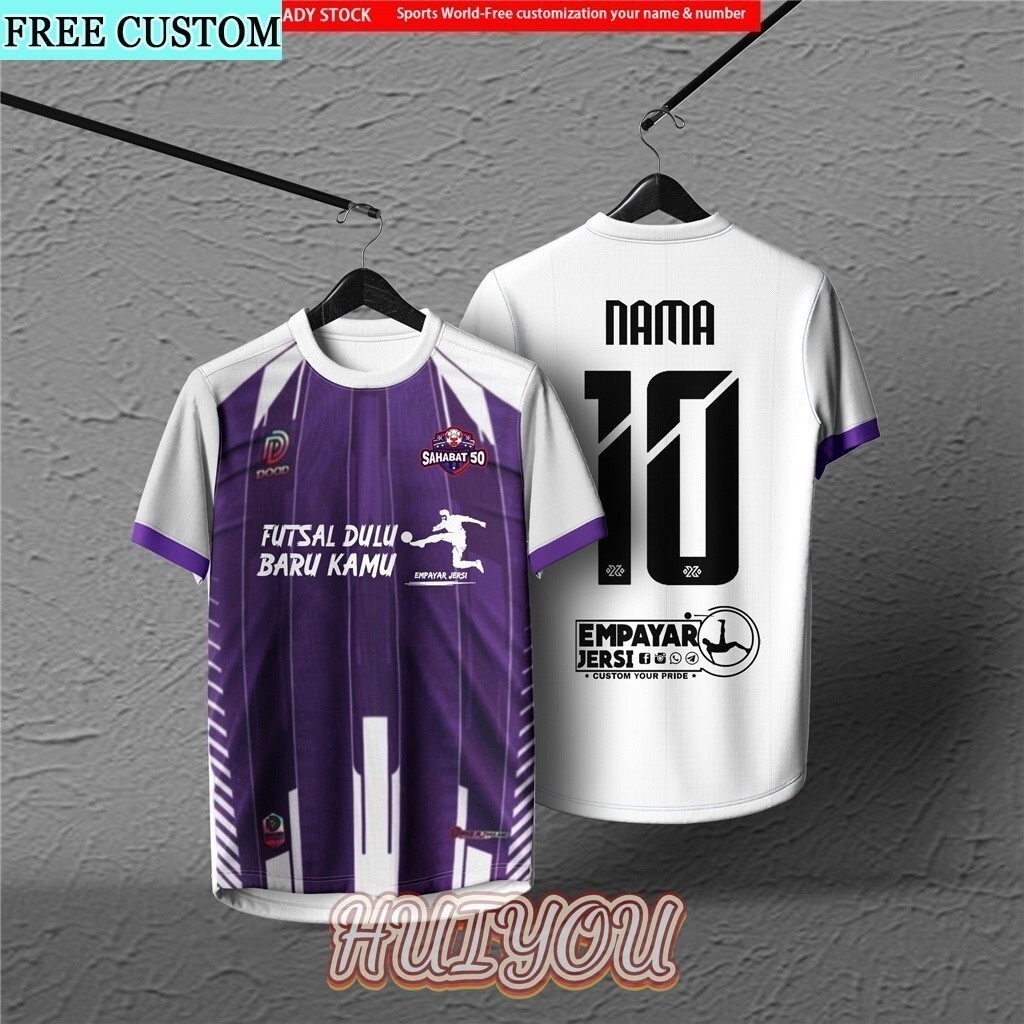 2026 ออกแบบใหม่Jerseyที่กําหนดเองชื่อBola five-a-SideฟุตบอลJersey Baju Lelakiทีมกีฬากลางแจ้งRetro 3D