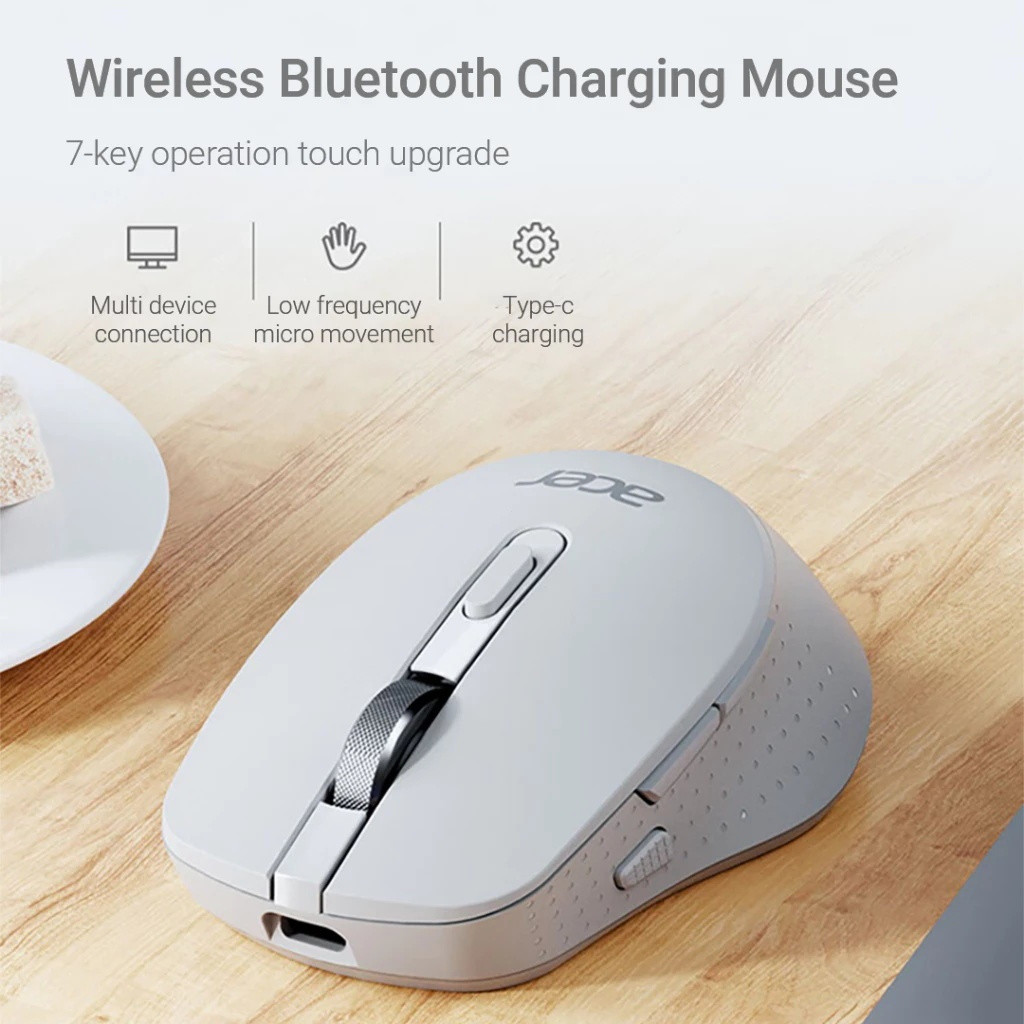 Prefect Acer เมาส์บลูทูธไร้สาย M155 บลูทูธ 5.0/2.4G การเชื่อมต่อ Dual-Mode Type-C ชาร์จ 800/1200/160