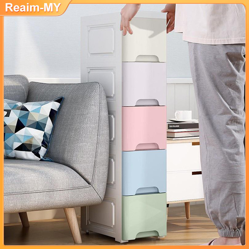 Kitchen Storage Movable Gap Plastic Drawer Cabinet Bathroom Cabinet with Wheels Organizer