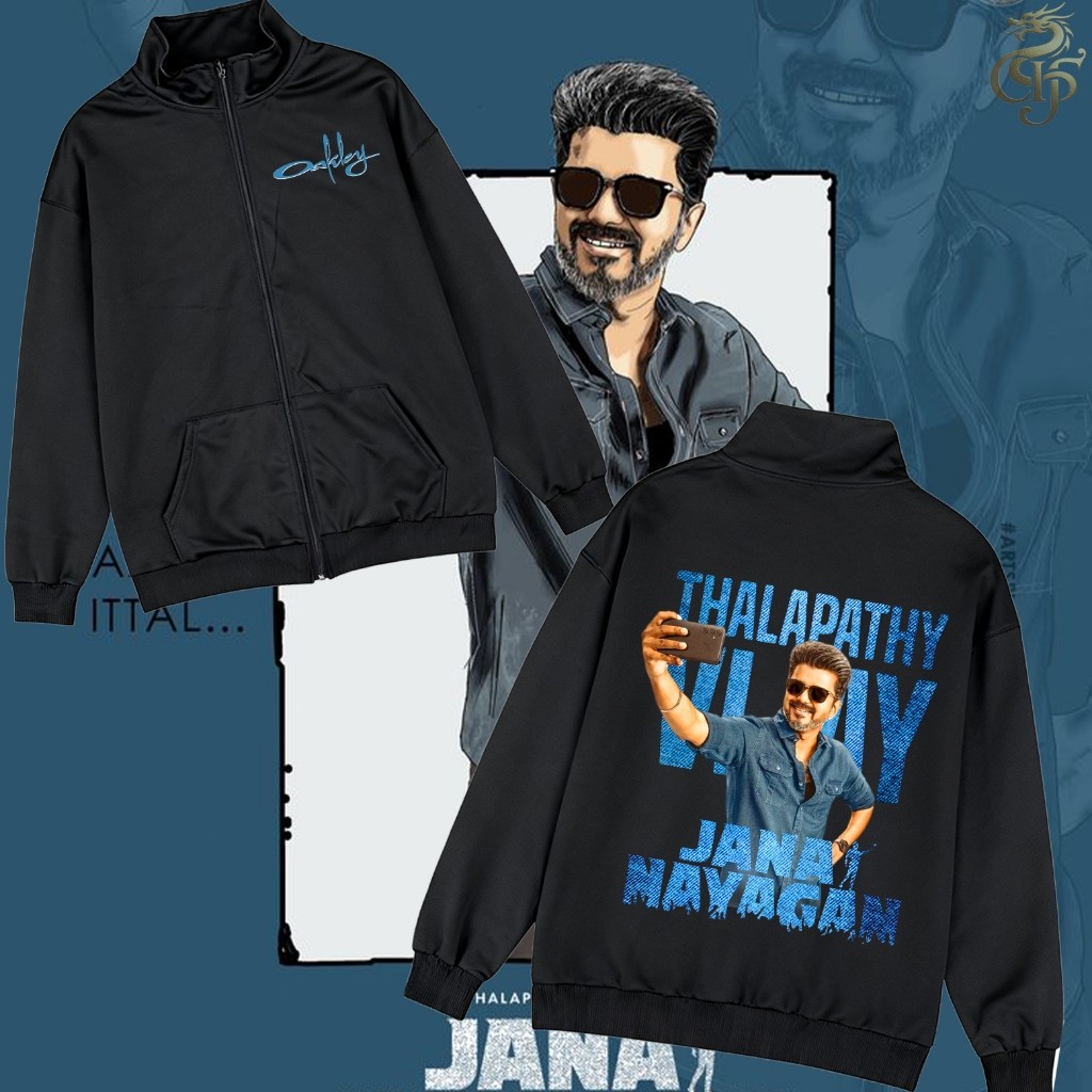 Kaos Fashion JANA NAYAGAN VIJAY MOVIE COTTON ADULT HOODIE 05 M-3XL