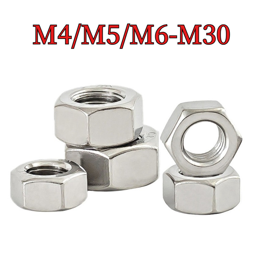 [LMF-WJ] น็อตหกเหลี่ยมเกลียวละเอียดสแตนเลส 304 M4/M5/M6-M30