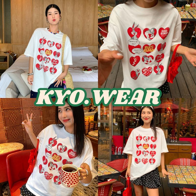 KYO 🌸 แฟชั่นเสื้อน่ารักผู้หญิง พิมพ์ลาย "BUGS BUNNY" เสื้อคอกลม OVERSIZEผ้าCOTTON โคตรนุ่ม ส่งจากไทย【COD】