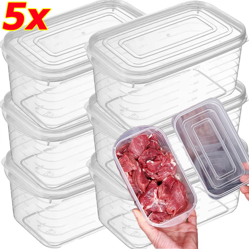 กล่องถนอมอาหารตู้เย็น 1/3/5 ชิ้น / เคสใสปิดผนึกในครัว / กล่องเครื่องจ่ายเนื้อแช่แข็ง