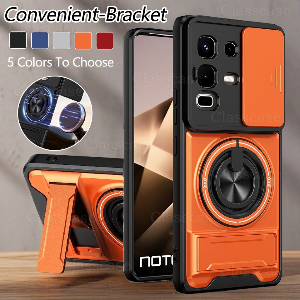 ปลอกสําหรับ Infinix Note 50 s X Pro + Note50 50s 50X 50Pro 50ProPlus 50Pro + เคสโทรศัพท์หมุนได้แหวนแม่เหล็กสไลด์กล้องป้องกันขาตั้งตรงฝาครอบกันกระแทก