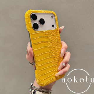 เหมาะสําหรับ แอปเปิล 17 เคสโทรศัพท์ลายจระเข้สีส้ม ไอโฟน 17 โปรแม็กซ์ ผิวมัน 16มือโปร ป้องกันการตก 15 ง่าย 14/13/12/11 ครึ่งแพ็คเคสกระจายความร้อน