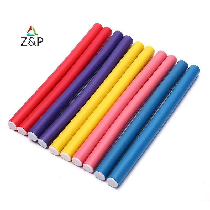 Z&P 10 ชิ้นยืดหยุ่นผม Curling Rod Hair Curler Makers โฟมนุ่ม Bendy Twist Curls COD