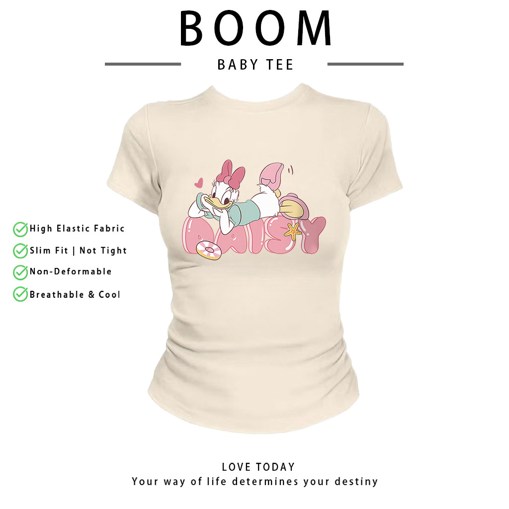 COD（จัดส่งภายใน 24 ชั่วโมง）เสื้อสาวอวบ เสื้อครอปท็อป แขนสั้น babytee สไตล์เกาหลี y2k T-shirt | Daisy